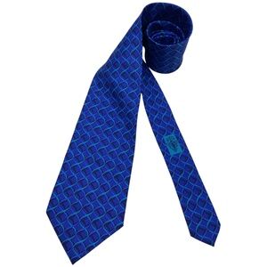 🆕GUCCI Blue Geometric Silk LUXURY Tie ITALY
